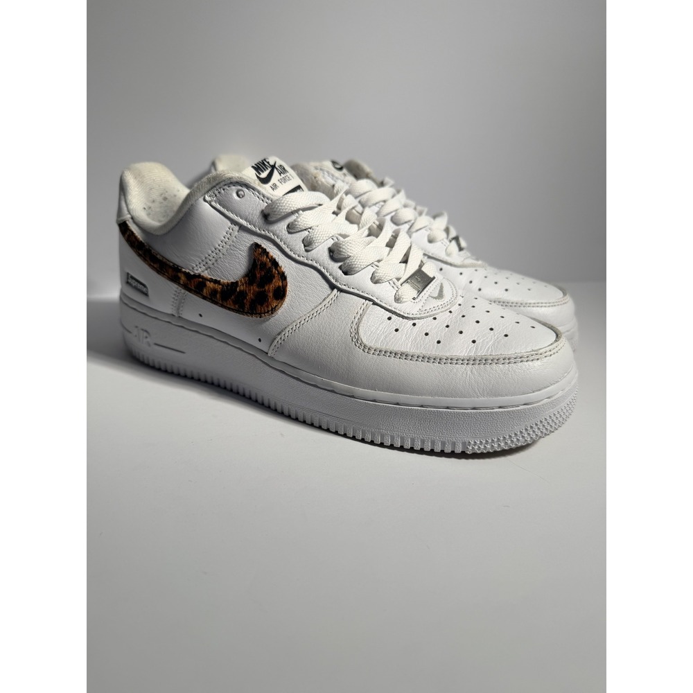 Nike Air Force 1 Low Supreme Goodenough Mens Size 9 White Leopard CU9225-100 - Picture 5 of 8